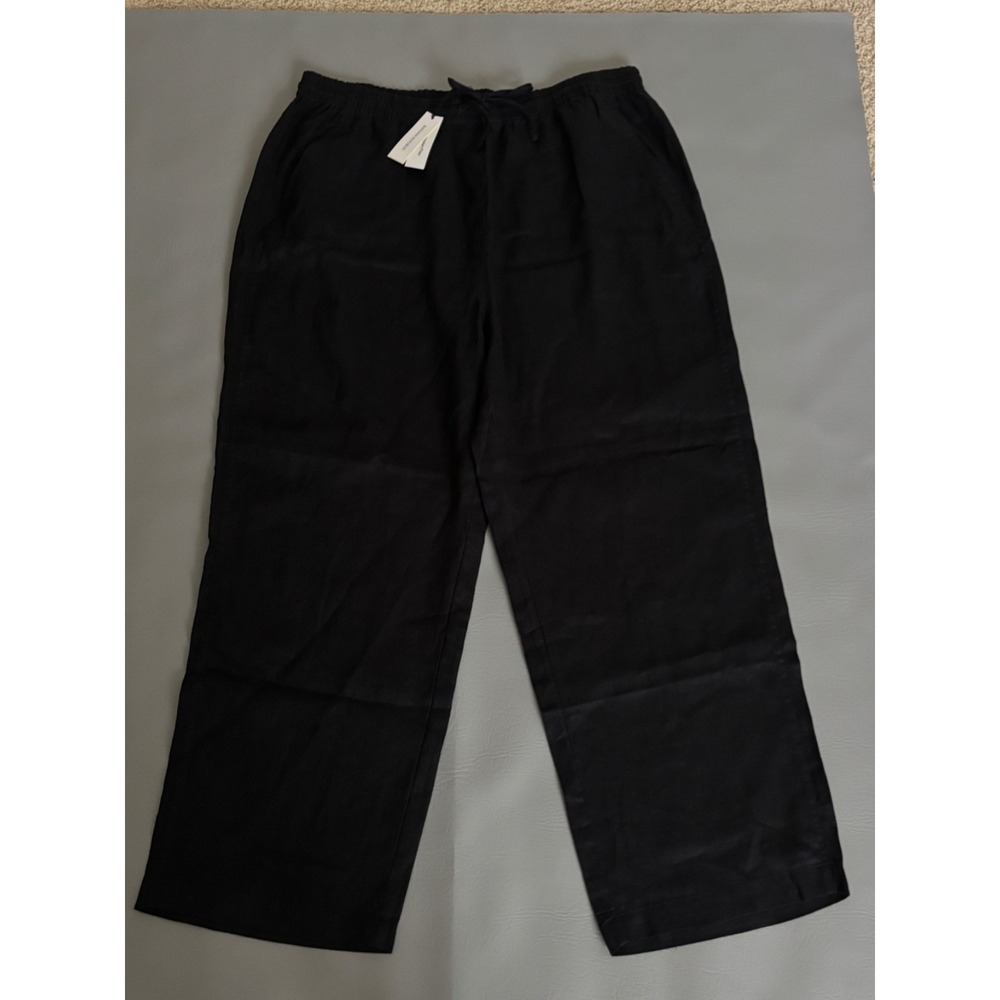 Banana Republic Women's Black Linen Pull On Ankle Pants Size XL 713472